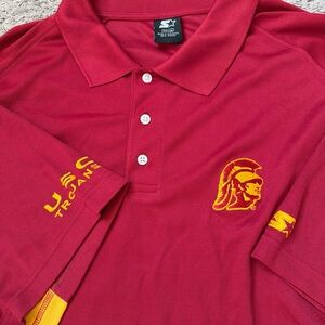 USC Trojans Starter Embroidered Chest Sleeve Logos Men Size 3XLShort Sleeve Polo